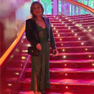 Faux black leather blazer